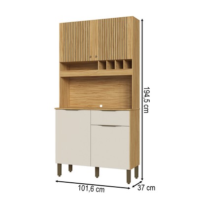 Cozinha Compacta Moscato 1 Gaveta 4 Portas 100% Mdf Amêndoa/Off White - Rio Doce