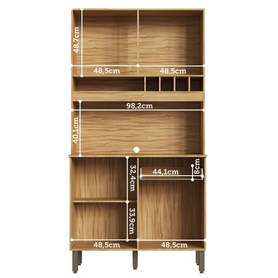 Cozinha Compacta Moscato 1 Gaveta 4 Portas 100% Mdf Amêndoa/Chumbo - Rio Doce