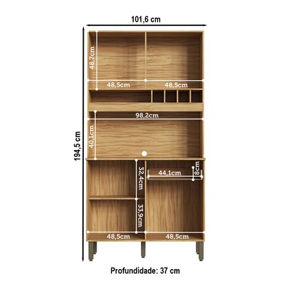 Cozinha Compacta Moscato 1 Gaveta 4 Portas 100% Mdf Amêndoa/Chumbo - Rio Doce