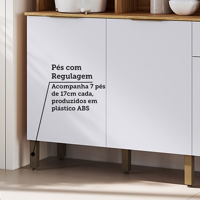 Cozinha Compacta Moscato 6 Portas 1 Gaveta 100% Mdf Amêndoa/Branco - Rio Doce