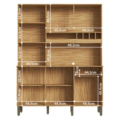 Cozinha Compacta Moscato 6 Portas 1 Gaveta 100% Mdf Amêndoa/Branco - Rio Doce