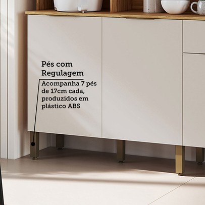 Cozinha Compacta Moscato 6 Portas 1 Gaveta 100% Mdf Amêndoa/Off White - Rio Doce