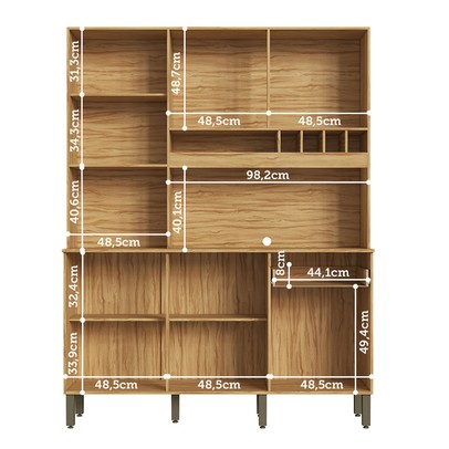 Cozinha Compacta Moscato 6 Portas 1 Gaveta 100% Mdf Amêndoa/Off White - Rio Doce