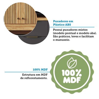 Cozinha Compacta Moscato 6 Portas 1 Gaveta 100% Mdf Amêndoa/Chumbo - Rio Doce