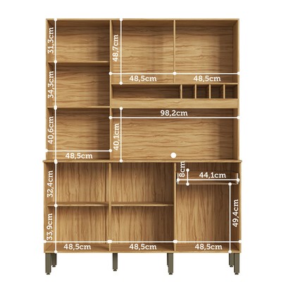 Cozinha Compacta Moscato 6 Portas 1 Gaveta 100% Mdf Amêndoa/Chumbo - Rio Doce