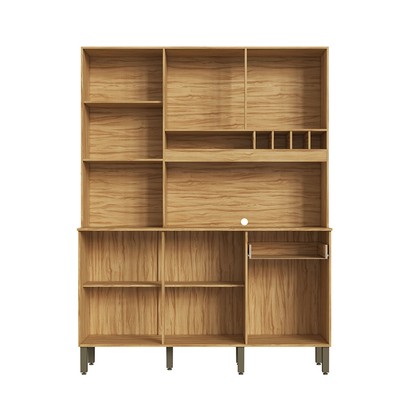 Cozinha Compacta Moscato 6 Portas 1 Gaveta 100% Mdf Amêndoa/Chumbo - Rio Doce