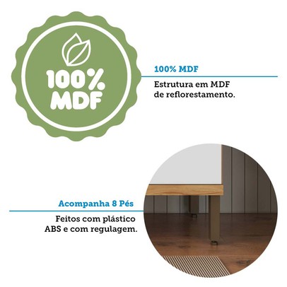 Cozinha Compacta Touriga 6 Portas 1 Gaveta 100% Mdf com Vidro Amêndoa/Branco - Rio Doce