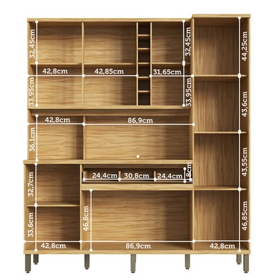 Cozinha Compacta Touriga 6 Portas 1 Gaveta 100% Mdf com Vidro Amêndoa/Off White - Rio Doce