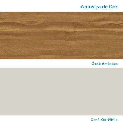 Cozinha Compacta Touriga 6 Portas 1 Gaveta 100% Mdf com Vidro Amêndoa/Off White - Rio Doce