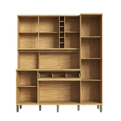 Cozinha Compacta Touriga 6 Portas 1 Gaveta 100% Mdf com Vidro Amêndoa/Off White - Rio Doce