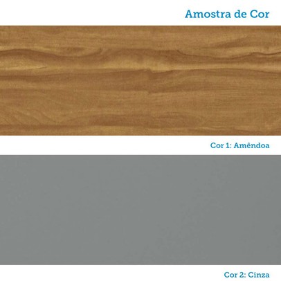 Cozinha Compacta Touriga 6 Portas 1 Gaveta 100% Mdf com Vidro Amêndoa/Cinza - Rio Doce