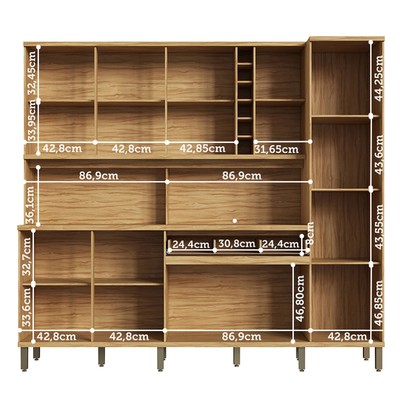 Cozinha Compacta Touriga 8 Portas 1 Gaveta 100% Mdf com Vidro Amêndoa/Branco - Rio Doce