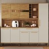 Cozinha Compacta Touriga 8 Portas 1 Gaveta 100% Mdf com Vidro Amêndoa/Off White - Rio Doce