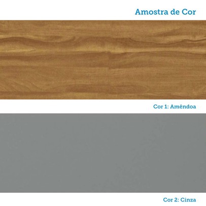 Cozinha Compacta Touriga 8 Portas 1 Gaveta 100% Mdf com Vidro Amêndoa/Cinza - Rio Doce