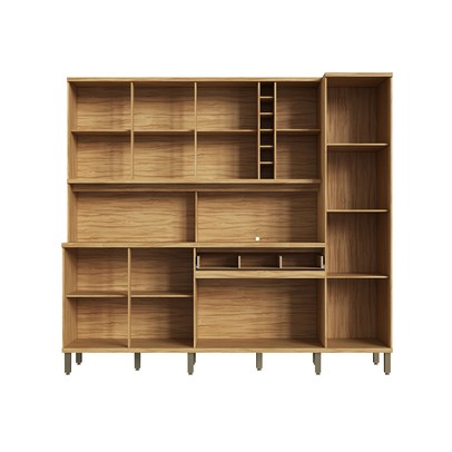 Cozinha Compacta Touriga 8 Portas 1 Gaveta 100% Mdf com Vidro Amêndoa/Cinza - Rio Doce