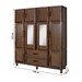 Guarda-Roupa Estocolmo Madeira Maciça 10 Portas 2 Gavetas 5 Prateleiras com Espelho Imbuia Natural - Pnr Móveis