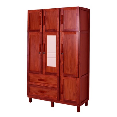 Guarda-Roupa Solteiro Petersburgo Madeira Maciça 7 Portas 2 Gavetas 2 Prateleiras com Espelho Mel - Pnr Móveis