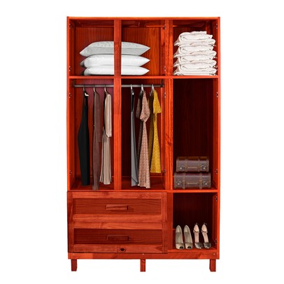 Guarda-Roupa Solteiro Petersburgo Madeira Maciça 7 Portas 2 Gavetas 2 Prateleiras com Espelho Mel - Pnr Móveis