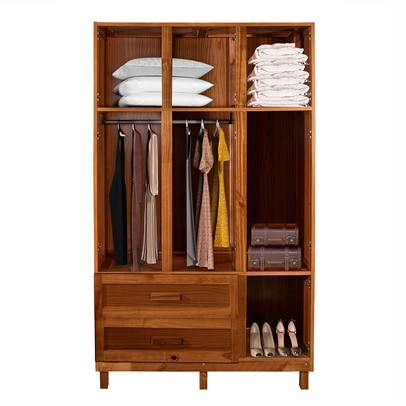 Guarda-Roupa Solteiro Petersburgo Madeira Maciça 7 Portas 2 Gavetas 2 Prateleiras com Espelho Ypê - Pnr Móveis