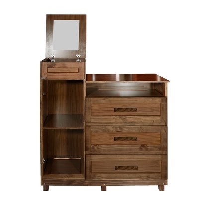 Cômoda Cuiabá Madeira Maciça 1 Portas 3 Gavetas com Espelho Imbuia Natural - Pnr Móveis