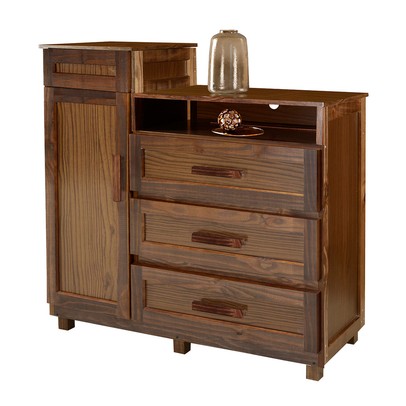 Cômoda Cuiabá Madeira Maciça 1 Portas 3 Gavetas com Espelho Imbuia Natural - Pnr Móveis