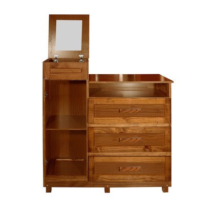 Cômoda Cuiabá Madeira Maciça 1 Portas 3 Gavetas com Espelho Ypê - Pnr Móveis