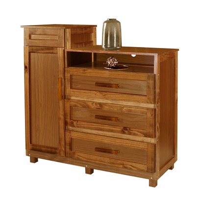 Cômoda Cuiabá Madeira Maciça 1 Portas 3 Gavetas com Espelho Ypê - Pnr Móveis