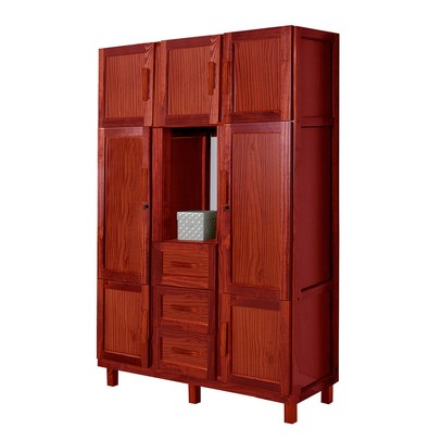 Guarda-Roupa Solteiro Belém Madeira Maciça 7 Portas 3 Gavetas 4 Prateleiras com Espelho Mel - Pnr Móveis