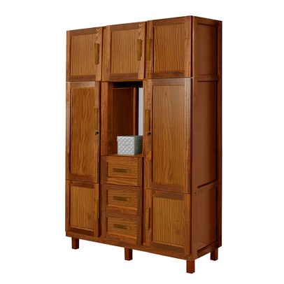 Guarda-Roupa Solteiro Belém Madeira Maciça 7 Portas 3 Gavetas 4 Prateleiras com Espelho Ypê - Pnr Móveis