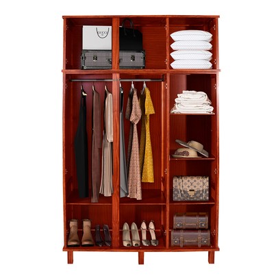 Guarda-Roupa Solteiro Suécia Madeira Maciça 6 Portas com Espelho Mel - Pnr Móveis