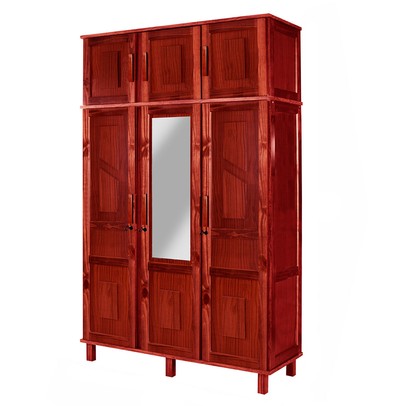 Guarda-Roupa Solteiro Suécia Madeira Maciça 6 Portas com Espelho Mel - Pnr Móveis