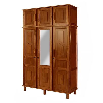 Guarda-Roupa Solteiro Suécia Madeira Maciça 6 Portas com Espelho Ypê - Pnr Móveis