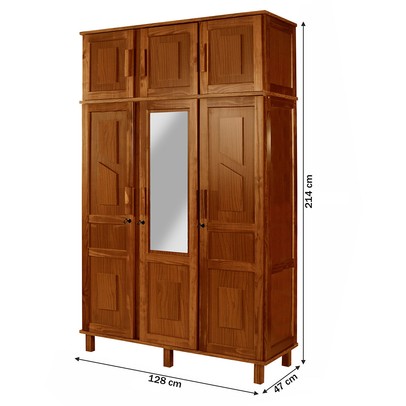 Guarda-Roupa Solteiro Suécia Madeira Maciça 6 Portas com Espelho Ypê - Pnr Móveis