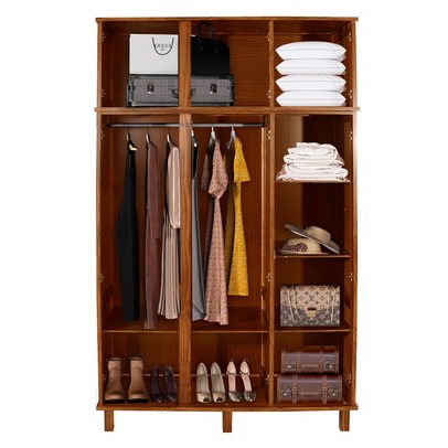 Guarda-Roupa Solteiro Suécia Madeira Maciça 6 Portas com Espelho Ypê - Pnr Móveis