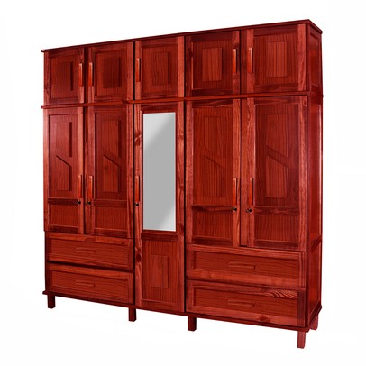 Guarda-Roupa Casal Suécia Madeira Maciça 10 Portas 4 Gavetas com Espelho Mel - Pnr Móveis