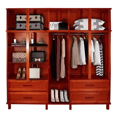 Guarda-Roupa Casal Suécia Madeira Maciça 10 Portas 4 Gavetas com Espelho Mel - Pnr Móveis