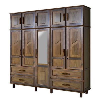 Guarda-Roupa Casal Suécia Madeira Maciça 10 Portas 4 Gavetas com Espelho Imbuia - Pnr Móveis