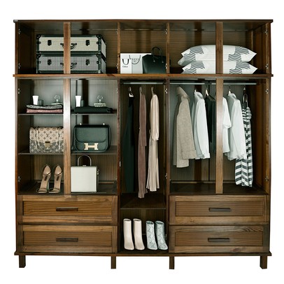 Guarda-Roupa Casal Suécia Madeira Maciça 10 Portas 4 Gavetas com Espelho Imbuia - Pnr Móveis