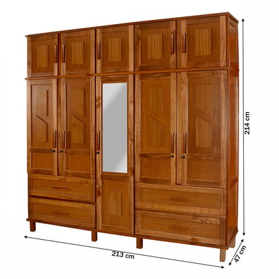 Guarda-Roupa Casal Suécia Madeira Maciça 10 Portas 4 Gavetas com Espelho Ypê - Pnr Móveis