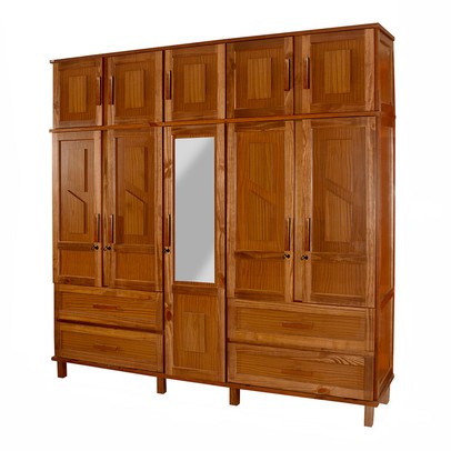 Guarda-Roupa Casal Suécia Madeira Maciça 10 Portas 4 Gavetas com Espelho Ypê - Pnr Móveis