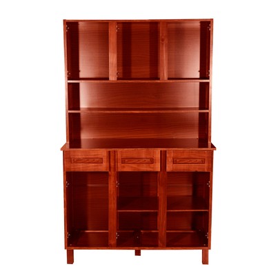 Armário de Cozinha Bergen Madeira Maciça 6 Portas 3 Gavetas com Vidro Mel - Pnr Móveis