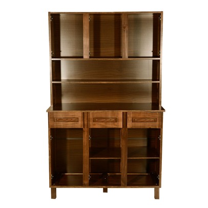 Armário de Cozinha Bergen Madeira Maciça 6 Portas 3 Gavetas com Vidro Ypê - Pnr Móveis