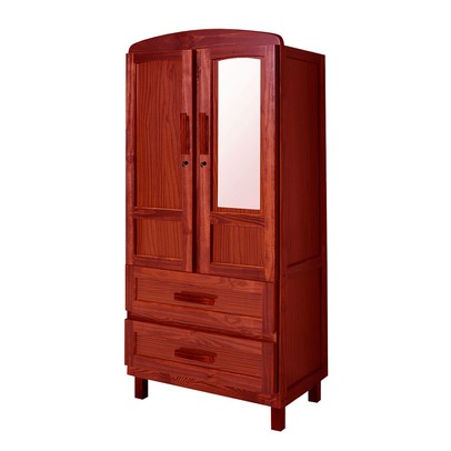 Guarda-Roupa Solteiro Murici Madeira Maciça 2 Portas 2 Gavetas com Espelho Mel - Pnr Móveis