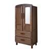 Guarda-Roupa Solteiro Murici Madeira Maciça 2 Portas 2 Gavetas com Espelho Imbuia Natural - Pnr Móveis