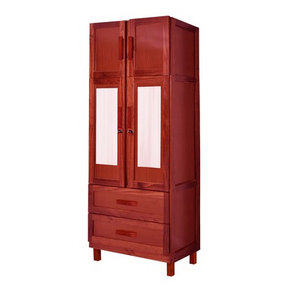 Guarda-Roupa Casal Sergipe Madeira Maciça 4 Portas 2 Gavetas 1 Prateleira com Espelho Clean Mel - Pnr Móveis