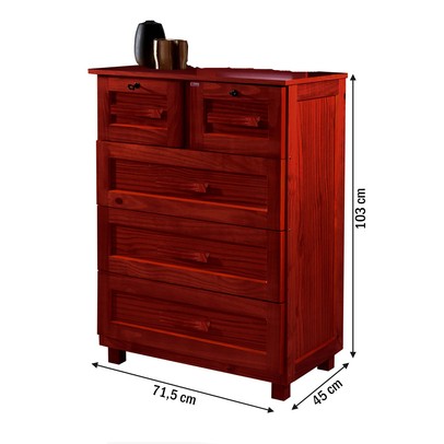 Cômoda Floripa Madeira Maciça 5 Gavetas Mel - Pnr Móveis