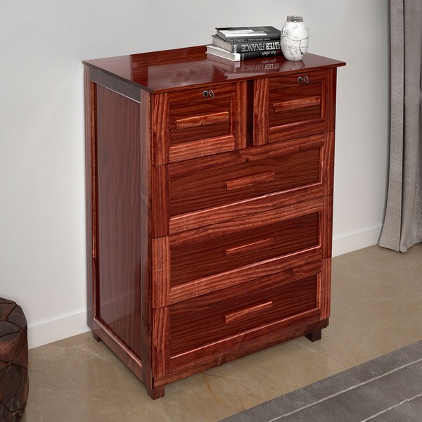 Cômoda Floripa Madeira Maciça 5 Gavetas Mel - Pnr Móveis