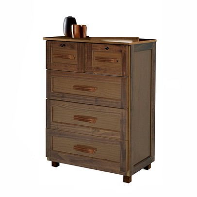 Cômoda Floripa Madeira Maciça 5 Gavetas Imbuia Natural - Pnr Móveis