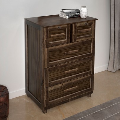 Cômoda Floripa Madeira Maciça 5 Gavetas Imbuia Natural - Pnr Móveis