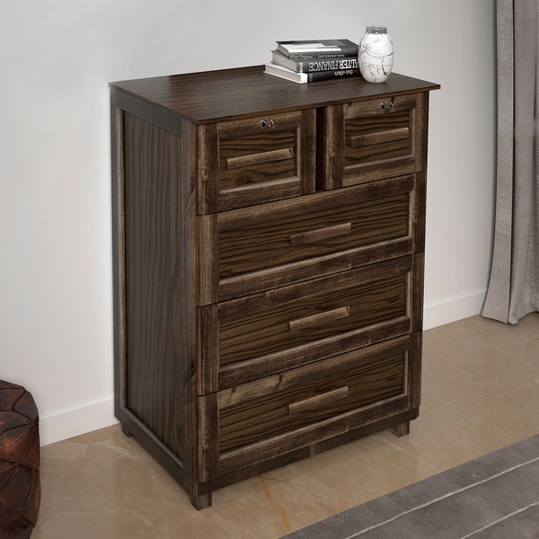 Cômoda Floripa Madeira Maciça 5 Gavetas Imbuia Natural - Pnr Móveis